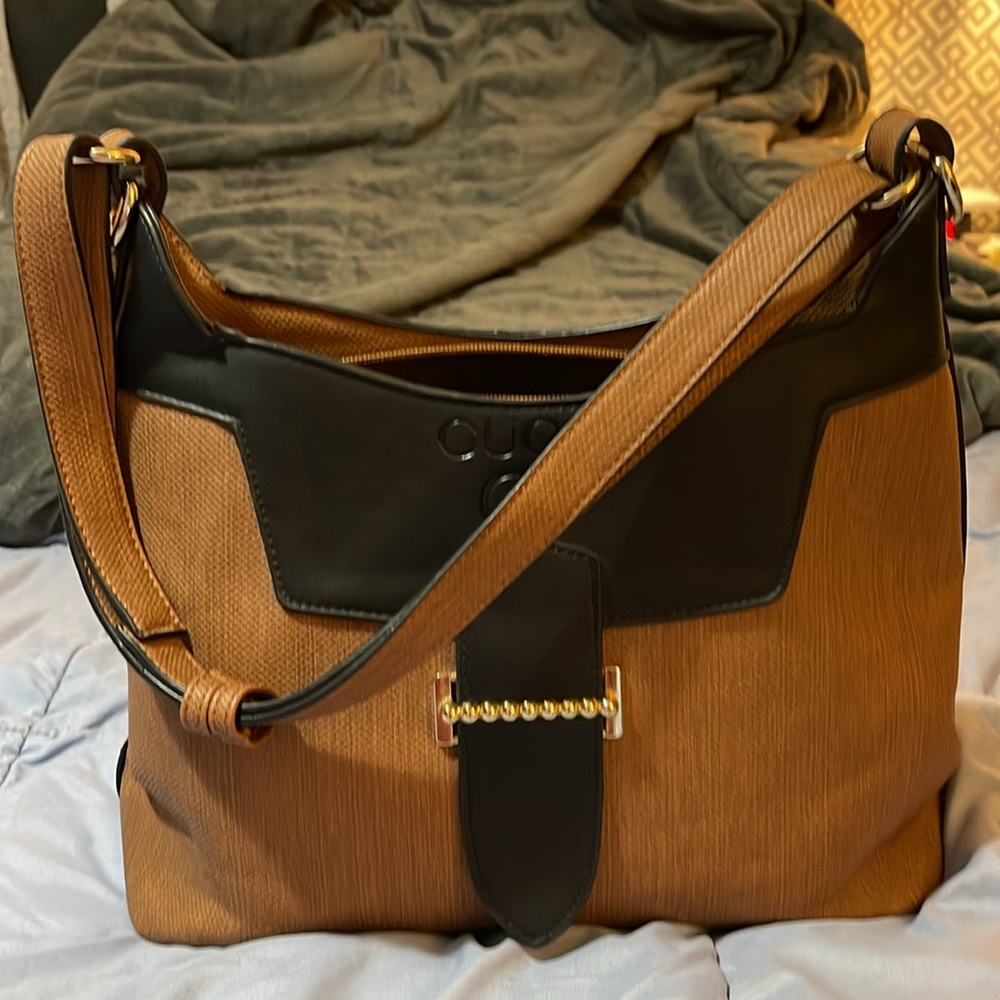 Gucci style bag brown and black with adjustable shoulder strap!! LIKE NEW!!